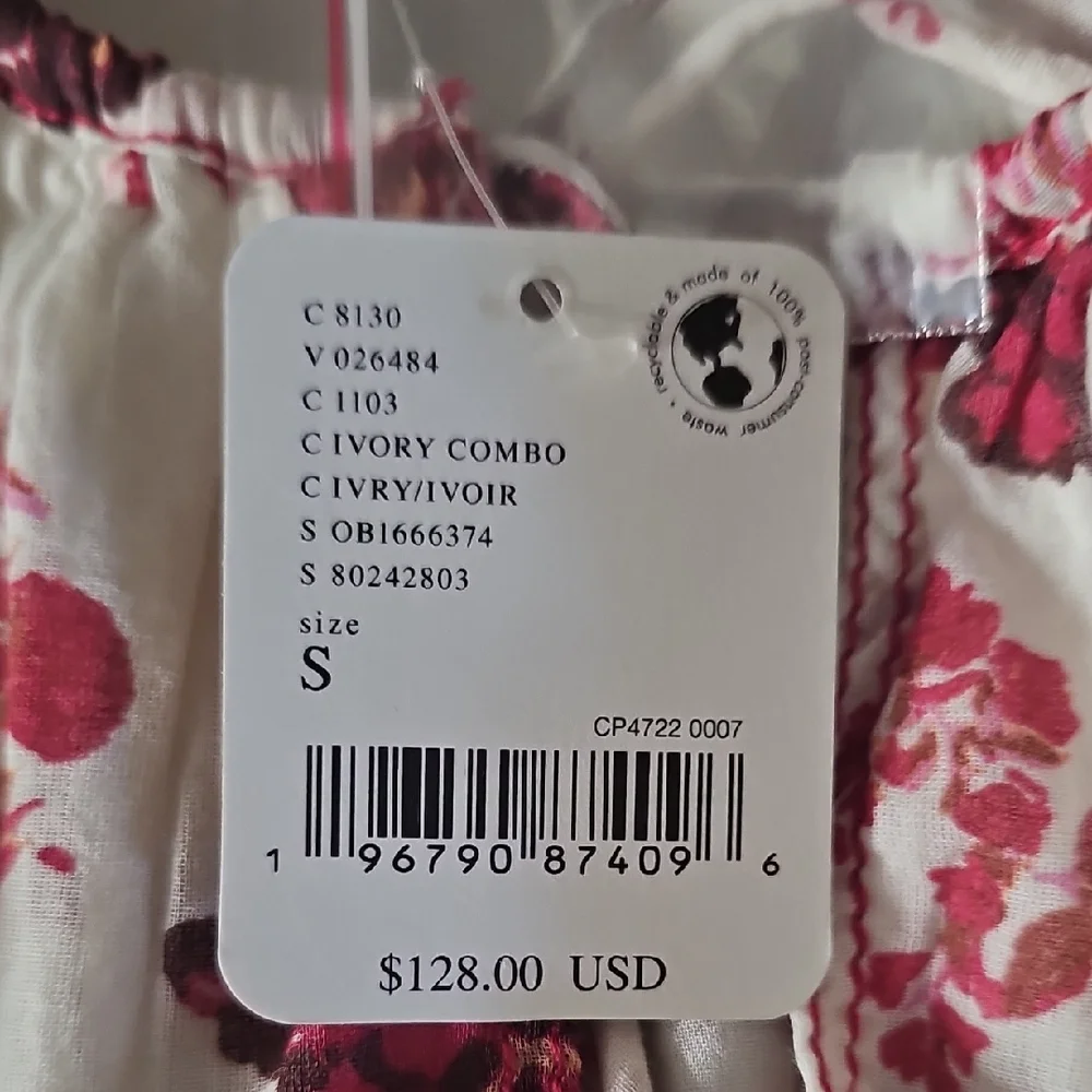 Free People Cream and Burgundy Floral Dress - Picture 3 of 8